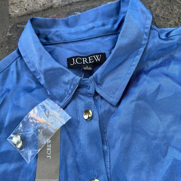 J.Crew Delphinium Blue Satin Maxi Dress Size 6 Luster Crepe NWT - Picture 3 of 4